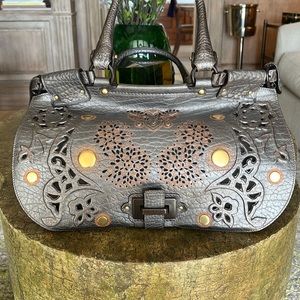 Salvatore Ferragamo limited edition Gris Metal Laser Cut bag with gold accents